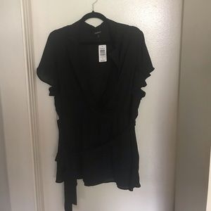 Black faux wrap top from Torrid